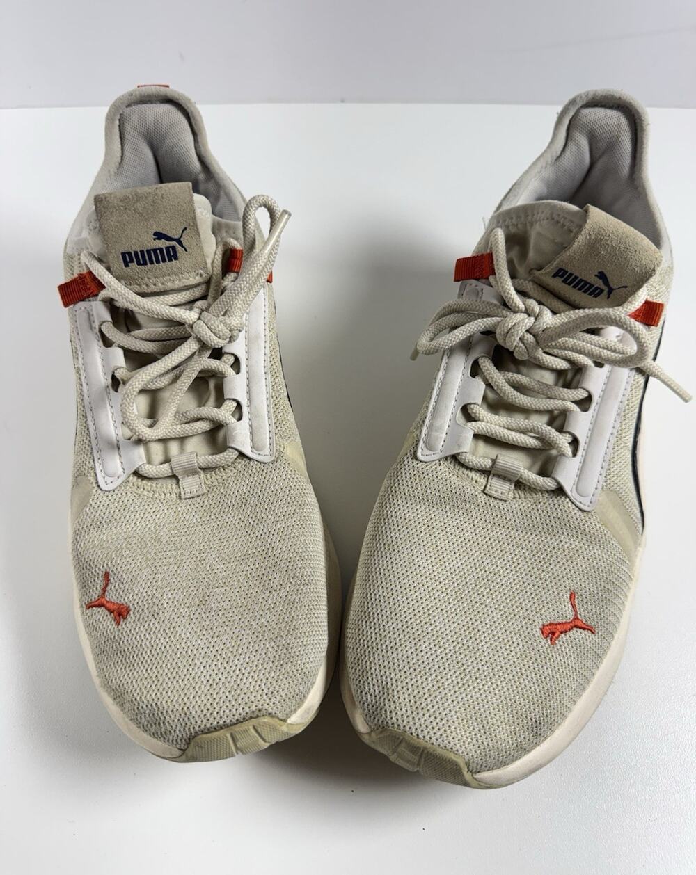 PUMA Men's Lace-Up Low Top Mesh Athletic Sneakers Beige Blue Orange 384634-03